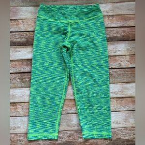 90 Degree By Reflex Girls Green and Neon Space-Dye Leggings